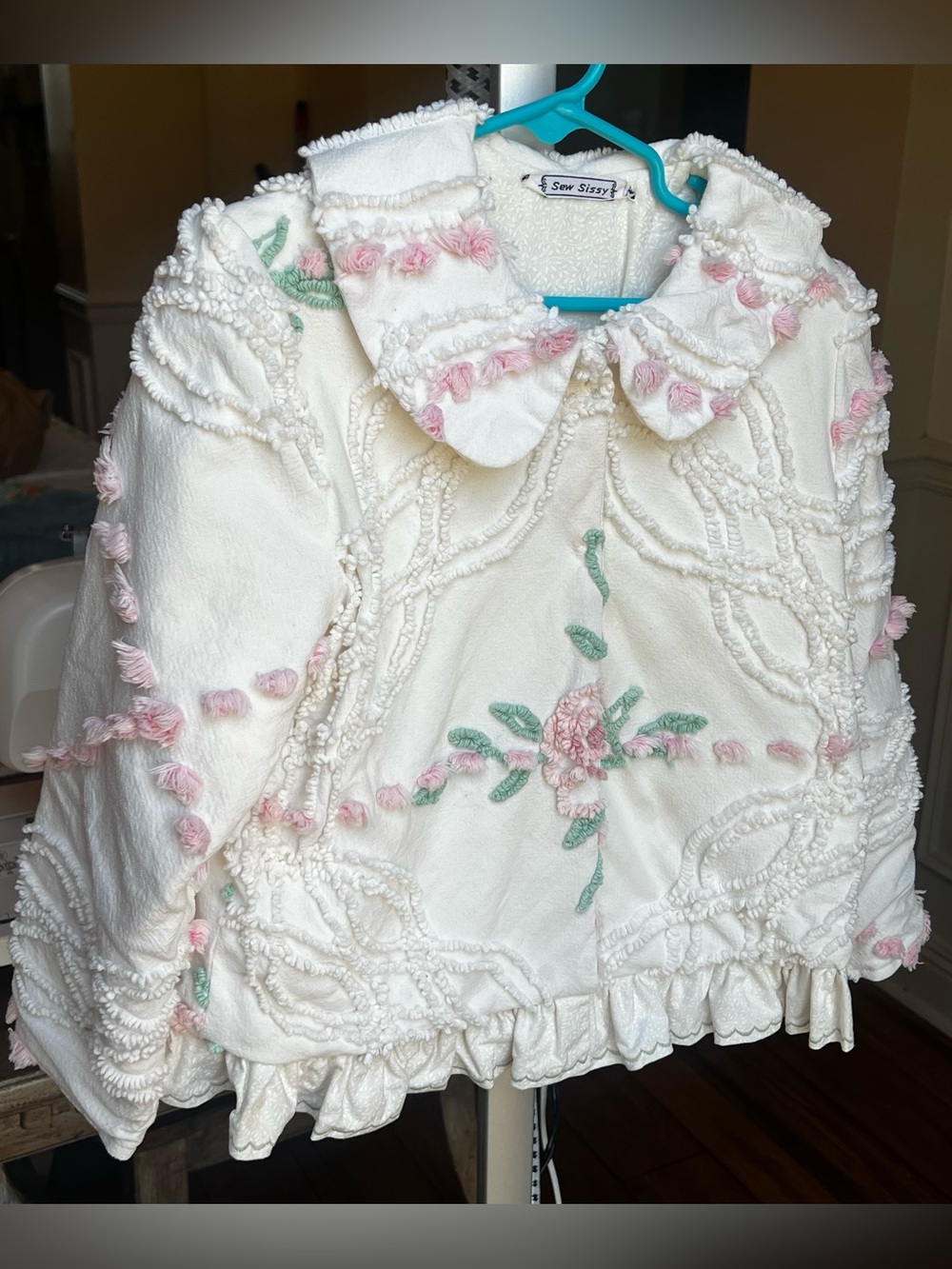Custom coat/jacket cream color with chenille detail size 4